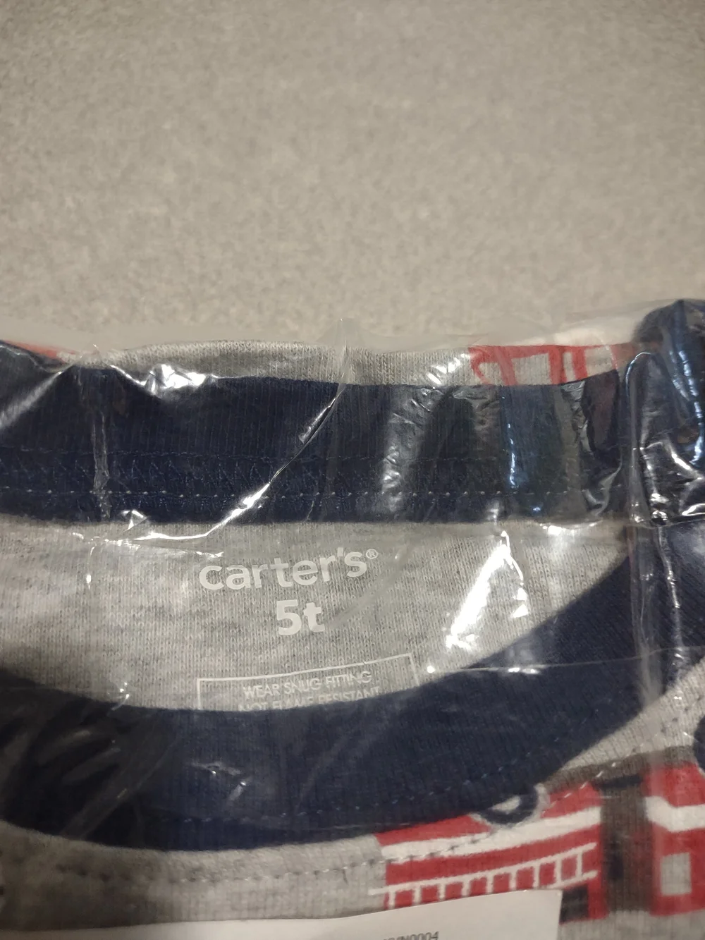 Carter's Gray & Red Fire Truck Pajama Set
